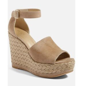 Stuart Weitzman Sohojute Espadrille Mojave Suede Wedge Sandal Slingback